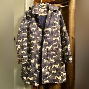 Boden quilted weatherproof coat with hood and Dalmatian dogs on it!